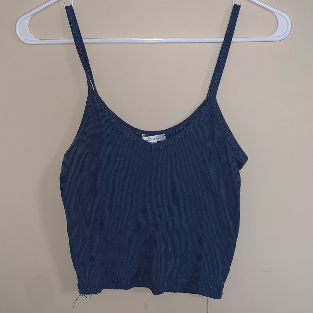 Blue spaghetti strap crop top